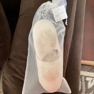 Pottery Barn- Velvet Pom-Pom Blush Slippers